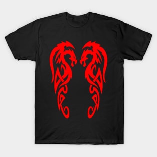 Twin Dragons Design T-Shirt